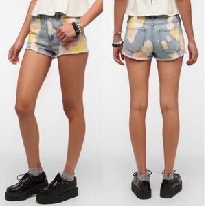 BDG Paint Splatter High Rise Dree Cheeky Distressed Shorts 30W‎